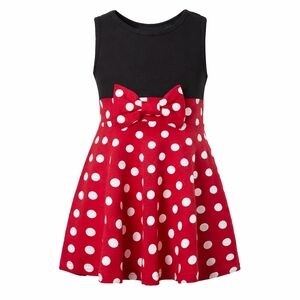 Toddler Red Polka Dot Bow Dress Minnie Style Girls 3T 4T Sleeveless